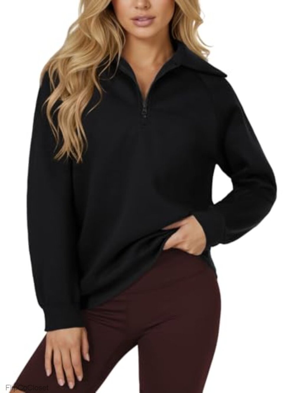 Quarter Zip Pullover Sweatshirt Fleece Lined Long Sleeve